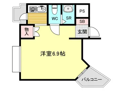 キューブ甲風園(ワンルーム/3階)の間取り写真
