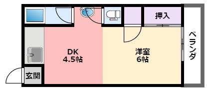 藤岡マンション(1DK/3階)の間取り写真