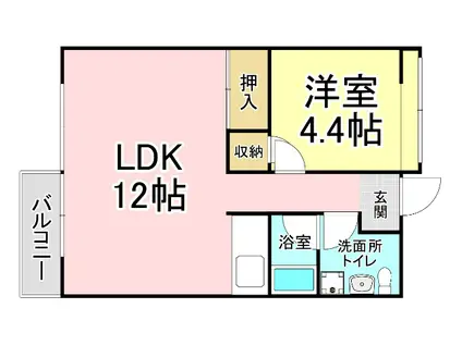 MOON中原東A(1LDK/2階)の間取り写真