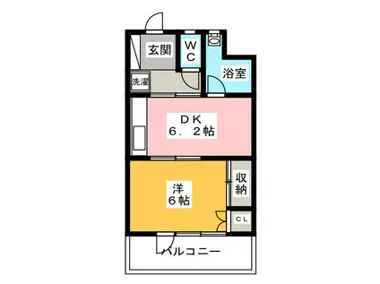 イズミマンション(1DK/4階)の間取り写真