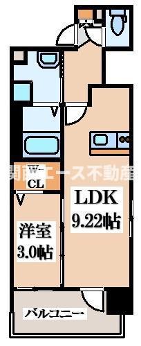 LUXE布施北III(1LDK/1階)の間取り写真