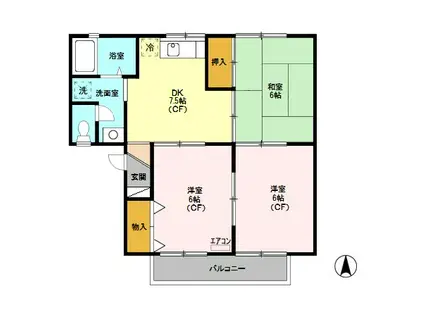 ガーデンハイツ相ノ谷(3DK/2階)の間取り写真