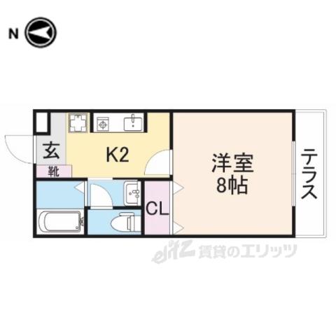 ハイツ浅霧(1K/2階)の間取り写真
