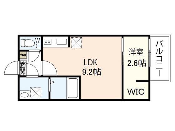 シャインライズ楽々園(1LDK/2階)の間取り写真