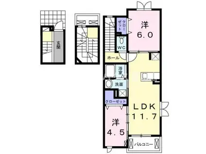 GERMER I(2LDK/3階)の間取り写真