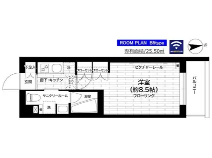 グランドコンシェルジュ世田谷アジールコート(1K/1階)の間取り写真