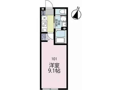 ルクシア大和(1K/3階)の間取り写真