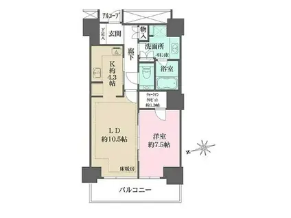 Wコンフォートタワーズ(1LDK/13階)の間取り写真