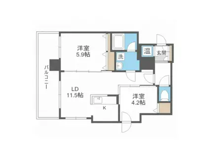 クレジデンス札幌・南4条(2LDK/4階)の間取り写真