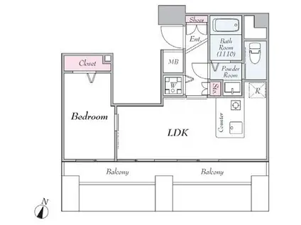 SIN-CITY王子(1LDK/9階)の間取り写真