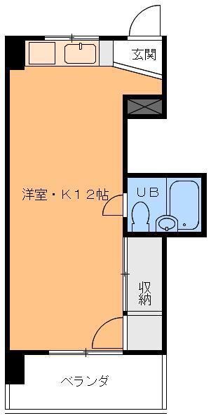 豊洋ハイツ(ワンルーム/2階)の間取り写真