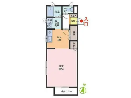 VILLA AMOROSO B棟(1DK/1階)の間取り写真