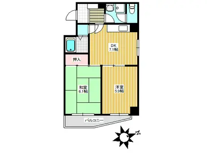 東長崎ヒルズ(2DK/3階)の間取り写真