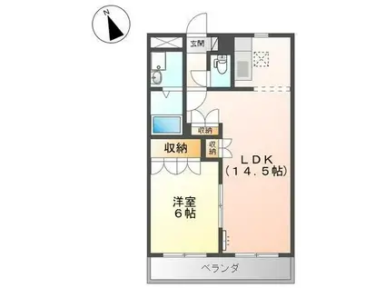 クオリティヒルズ(1LDK/1階)の間取り写真