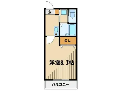 コンフォート狭山(1K/1階)の間取り写真