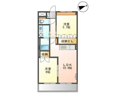 ハピネスコート(2LDK/2階)の間取り写真