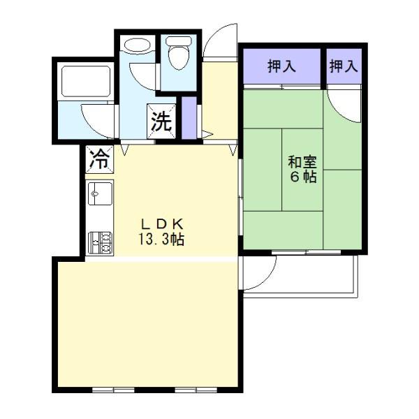 新所沢グリーンハイツ(1LDK/4階)の間取り写真
