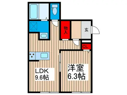 ルミエール 光I(1LDK/1階)の間取り写真