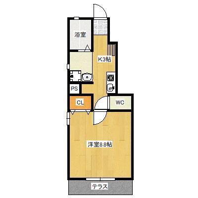 VILLA SOLEIL(1K/1階)の間取り写真