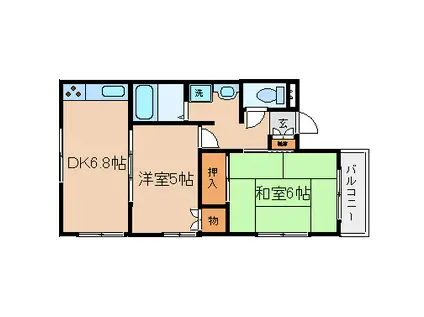 ベルンハイム(2DK/2階)の間取り写真