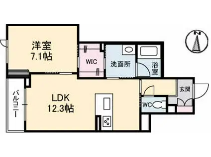 ベレオガーデンズ北方(1LDK/3階)の間取り写真