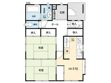 シャルール妻田(2DK/1階)の間取り写真