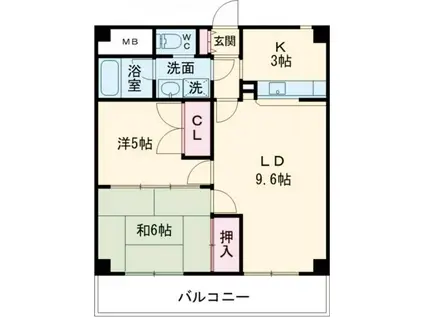 プレセランス青梅(2LDK/2階)の間取り写真