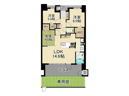 エイルマンション伊都の杜(3LDK/1階)の間取り写真