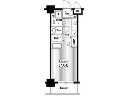 グランド・ガーラ池袋(1K/4階)の間取り写真