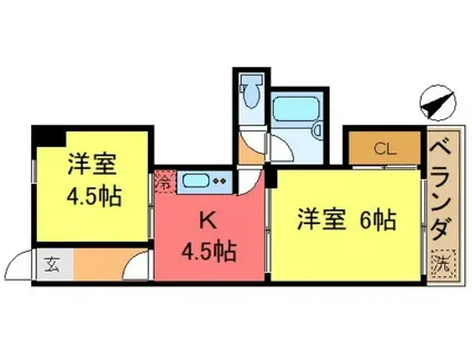 玉木マンション(2DK/5階)の間取り写真