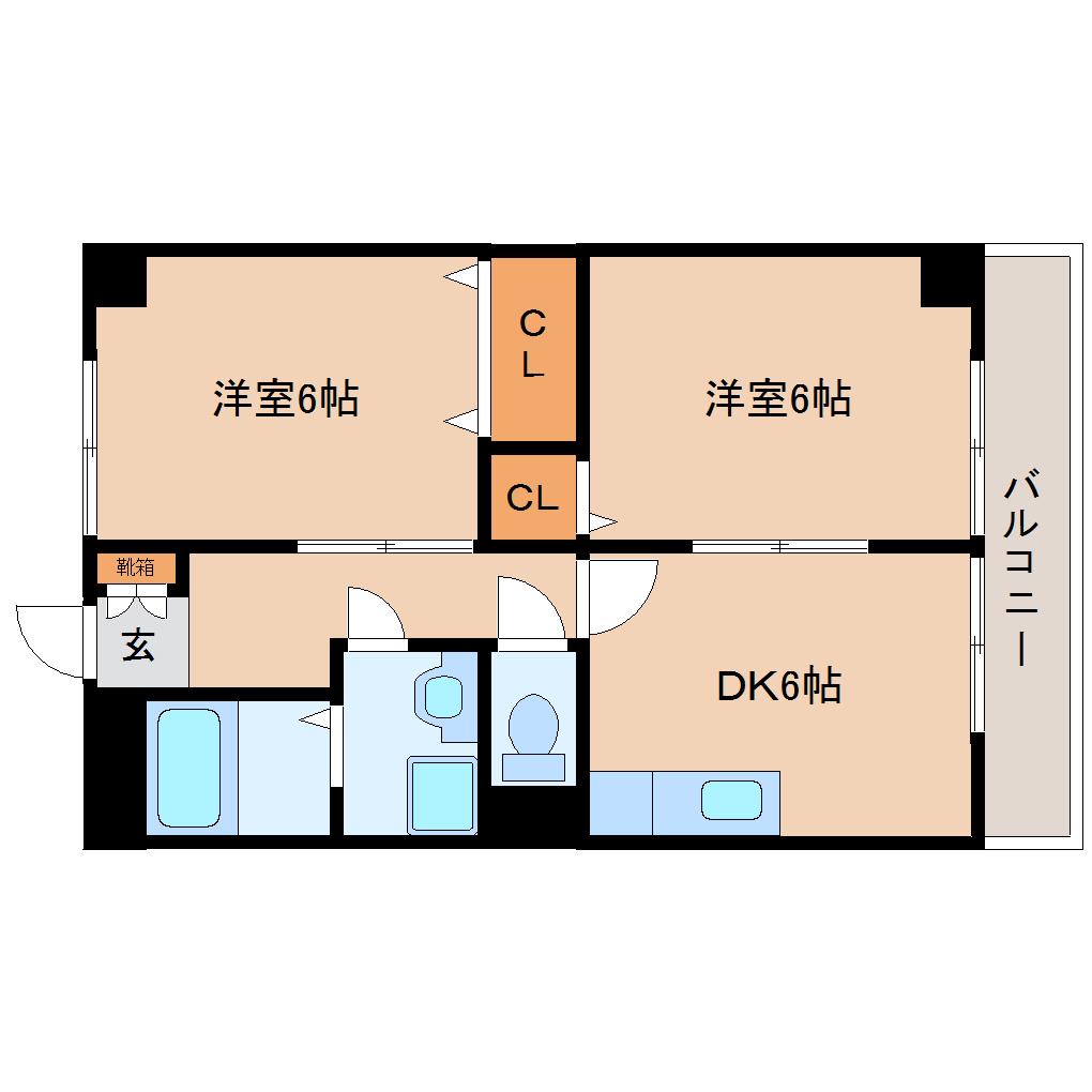 HAPPY LIFE岡田マンション(2DK/2階)の間取り写真