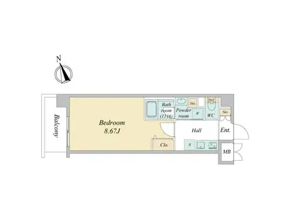 エヌステージニシクニタチ(1K/4階)の間取り写真