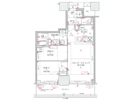 ジオタワー大阪十三(2LDK/22階)の間取り写真