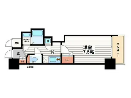 アドバンス心斎橋ラシュレII(1K/8階)の間取り写真