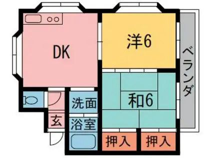 サンガーデン若葉(2DK/3階)の間取り写真