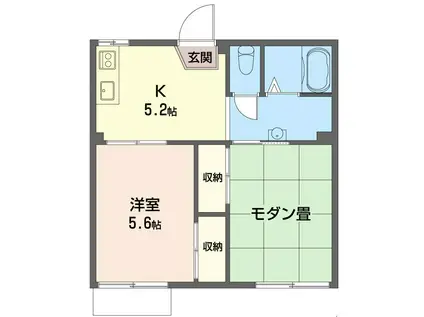 ウッディタウン B(2K/1階)の間取り写真