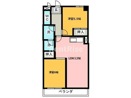 ソレアード川添(2LDK/1階)の間取り写真