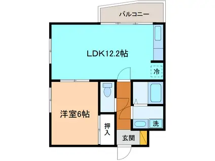インペリアルワン(1LDK/3階)の間取り写真