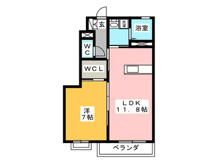 コージーコートA(1LDK/1階)の間取り写真