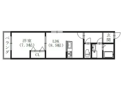 ピーターパン(1LDK/1階)の間取り写真