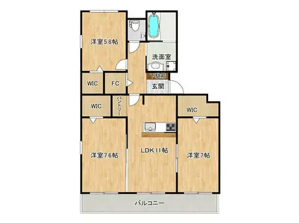 クロノス55東野(3LDK/3階)の間取り写真