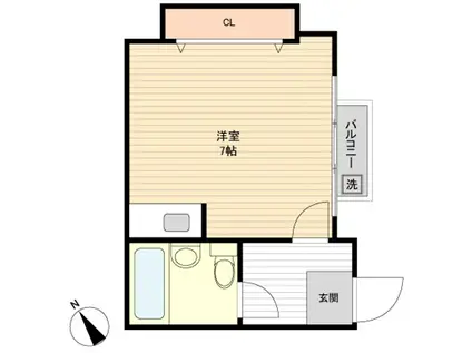 グリーンハウス(1K/1階)の間取り写真