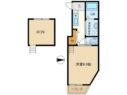 セレーナ大場(1K/2階)の間取り写真