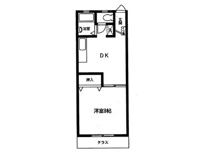 キングスベリーB(1DK/1階)の間取り写真