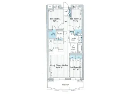 FONTAINE HANEKI(3LDK/3階)の間取り写真
