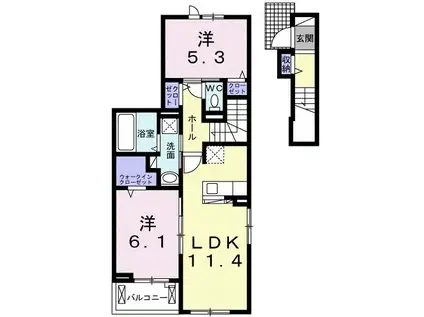 アンフィニ ルミエールI(2LDK/2階)の間取り写真