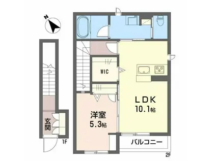 シャーメゾンT(1LDK/2階)の間取り写真
