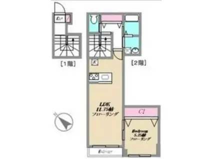 ナーシサス・コート大倉山(1LDK/2階)の間取り写真