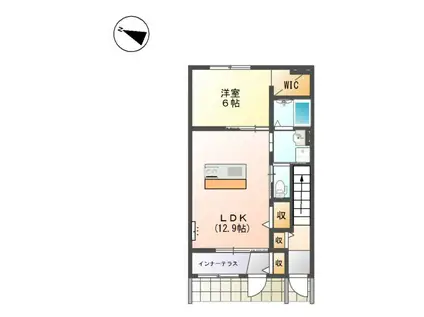 GARDEN TERRACE(1LDK/1階)の間取り写真