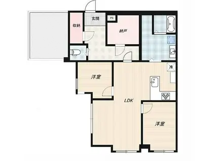 カーサ千里山(2SLDK/2階)の間取り写真